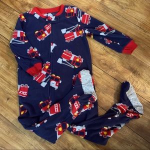 Carter’s Navy Fire Truck Fleece One-Piece Footies